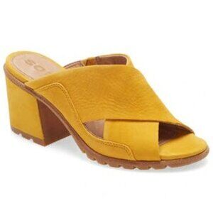Sorel Women's Nadia Mule Leather Sandal Golden Yellow Size 7.5